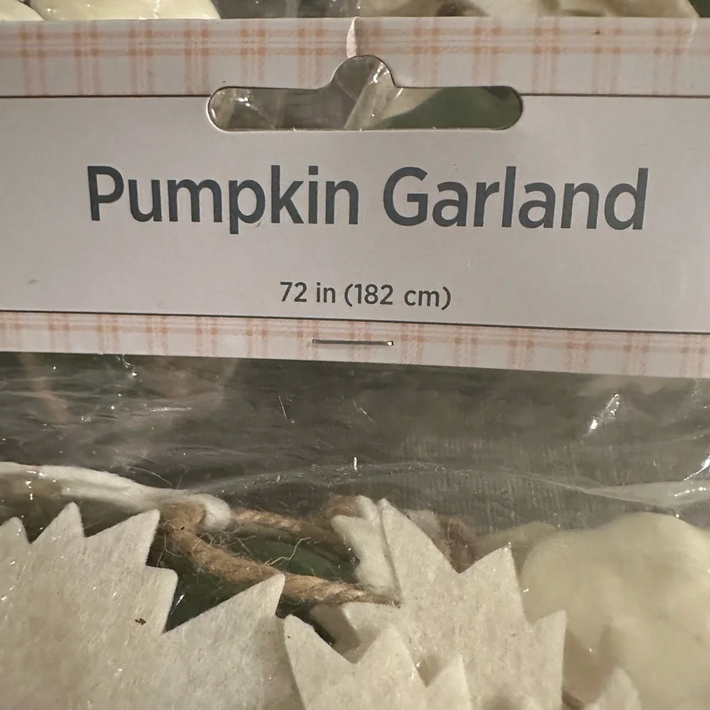 3 Sets of Pumpkin Garland with leaves 6 feet each White & Green Fall Decor NEW